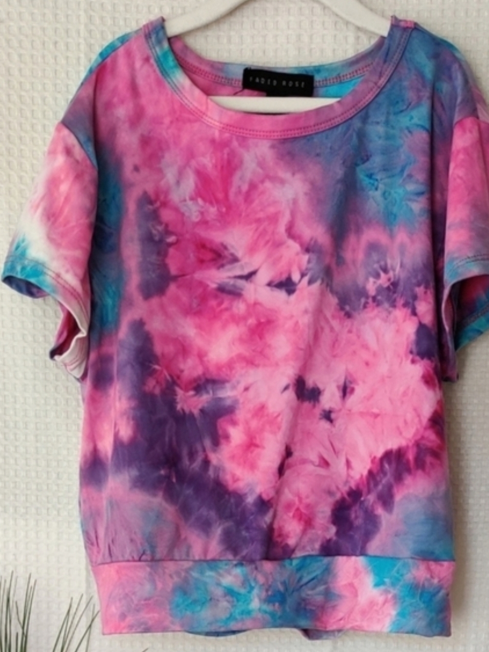 Faded Rose Girls Pink, Blue, Purple Tie Dye Blouse Size Large